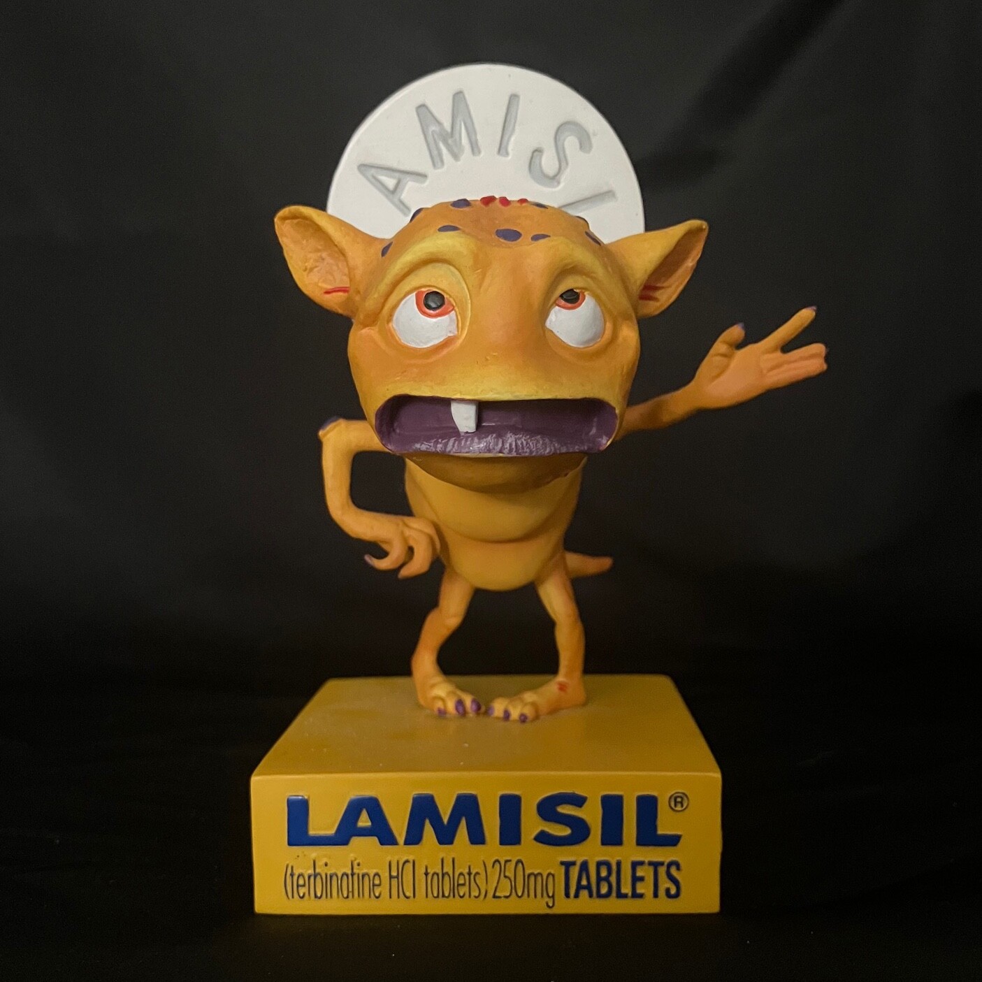 Drug Rep Lamisil Pharma Swag Advertising Nodder Creature Bobblehead Card Holder