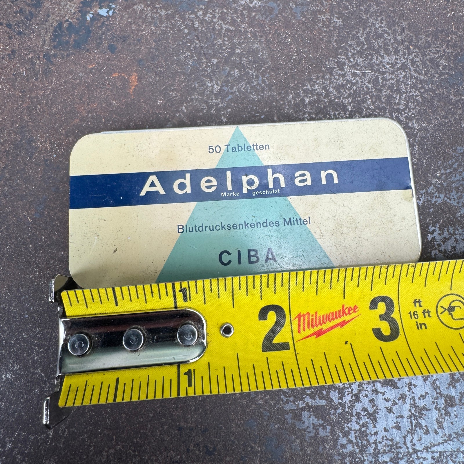 Vtg c.1960s ADELPHAN Advertising Medical Tin – GERMAN – EMTPY / NO CONTENTS