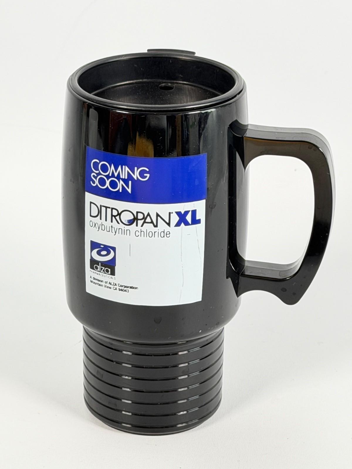 Vintage Ditropan XL Alza Drug Rep Promo Travel Mug Black USA 6.5″