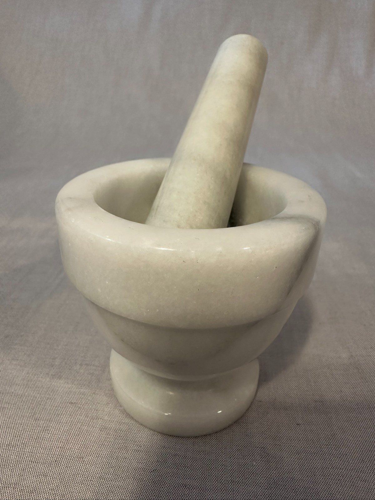 Vintage White Marble Mortar And Pestle Set Solid Heavy Apothecary Kitchenware