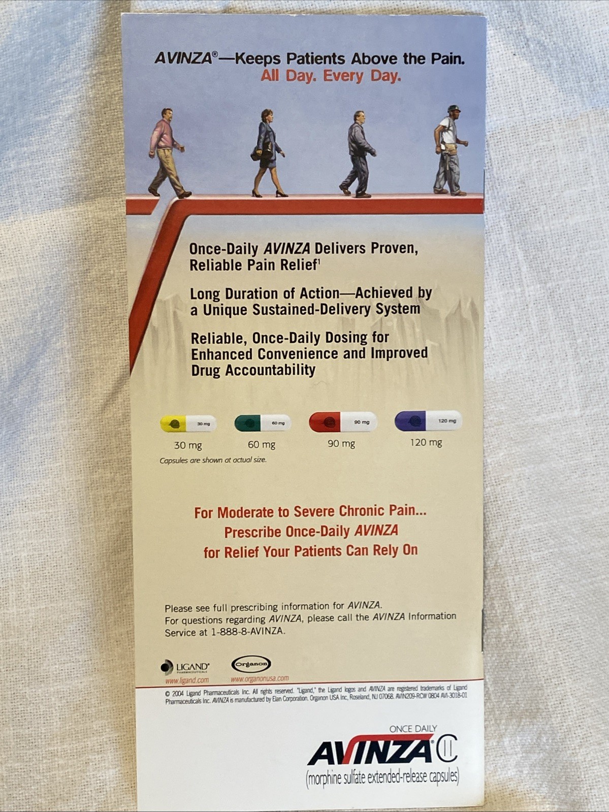 Avinza Morphine Drug Rep Brochure Rare Opioid Crisis Big Pharma Oxycontin 2004