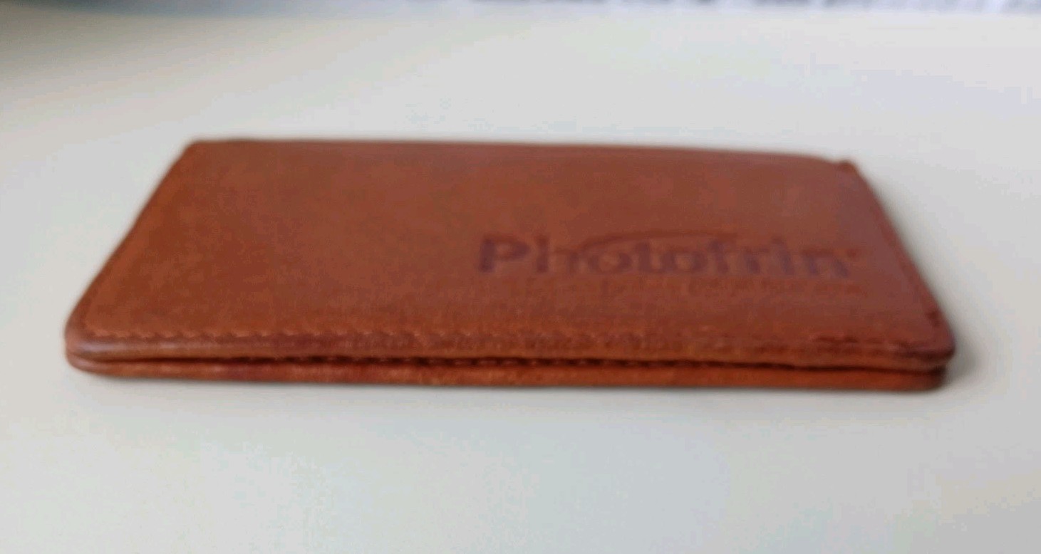 Brown Leather Pocket Card Wallet Case EMPTY/HOLDER ONLY Debossed Photofrin