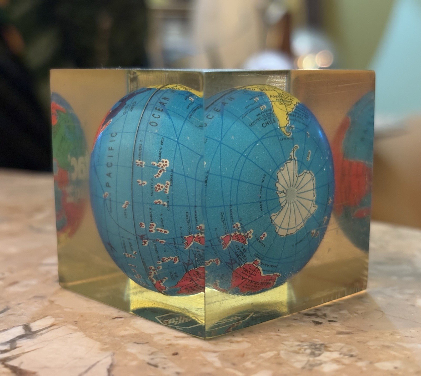 Vintage Zantac Glaxo Roche Pharmaceutical Acrylic Globe Paperweight