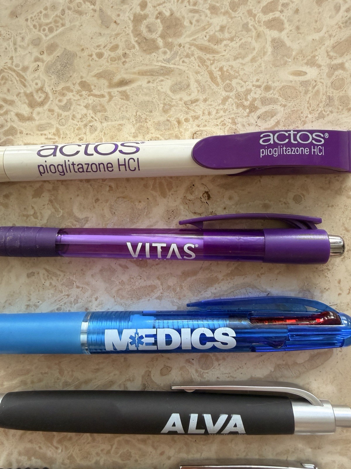Pharmaceutical Drug Rep Vintage Promo Pens: Lot of 5 Rep Promo of Different Drug