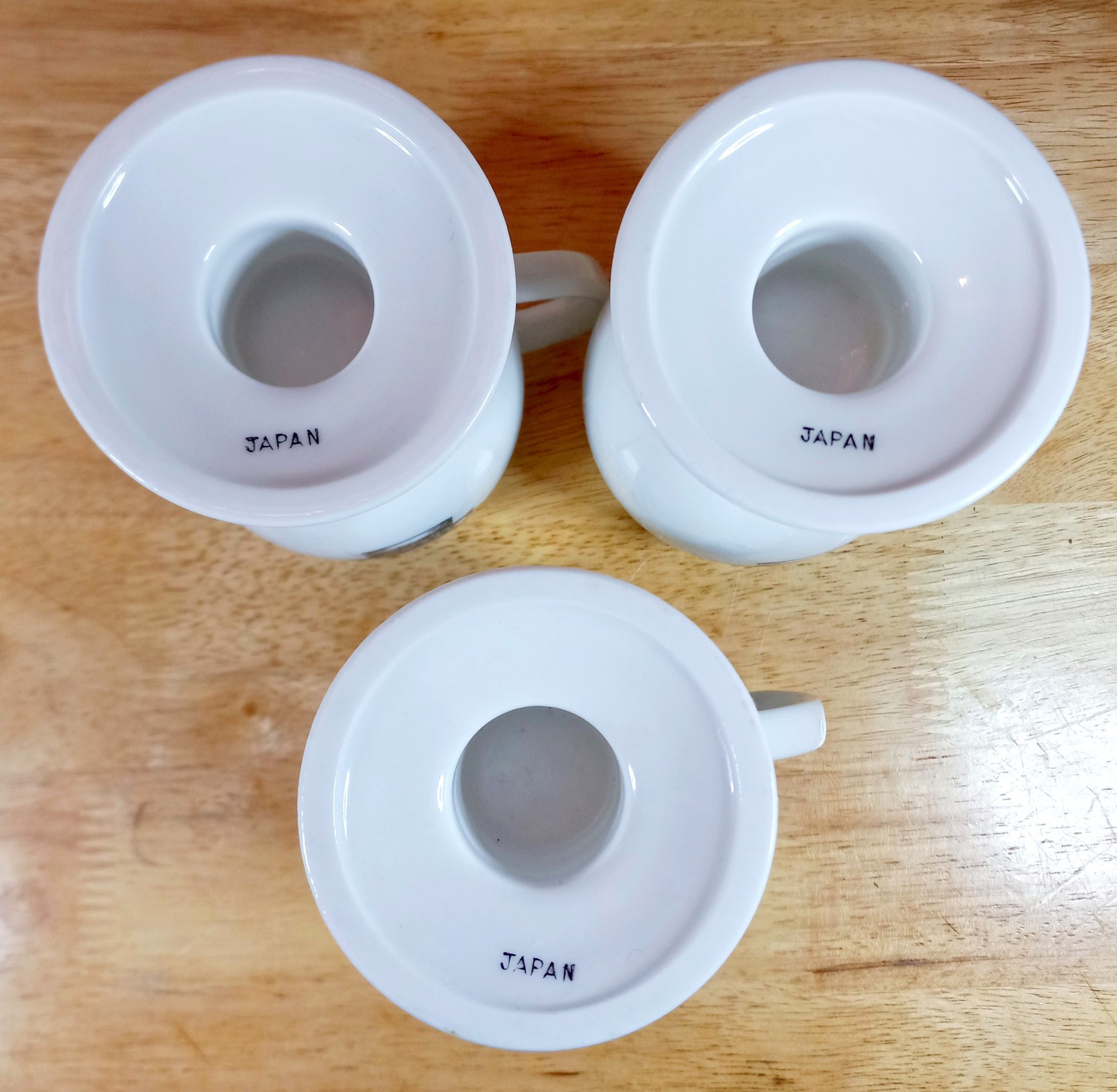 VTG Set of 3 Mortar & Pestle Medicine RX Apothecary Pedestal Mugs White EUC