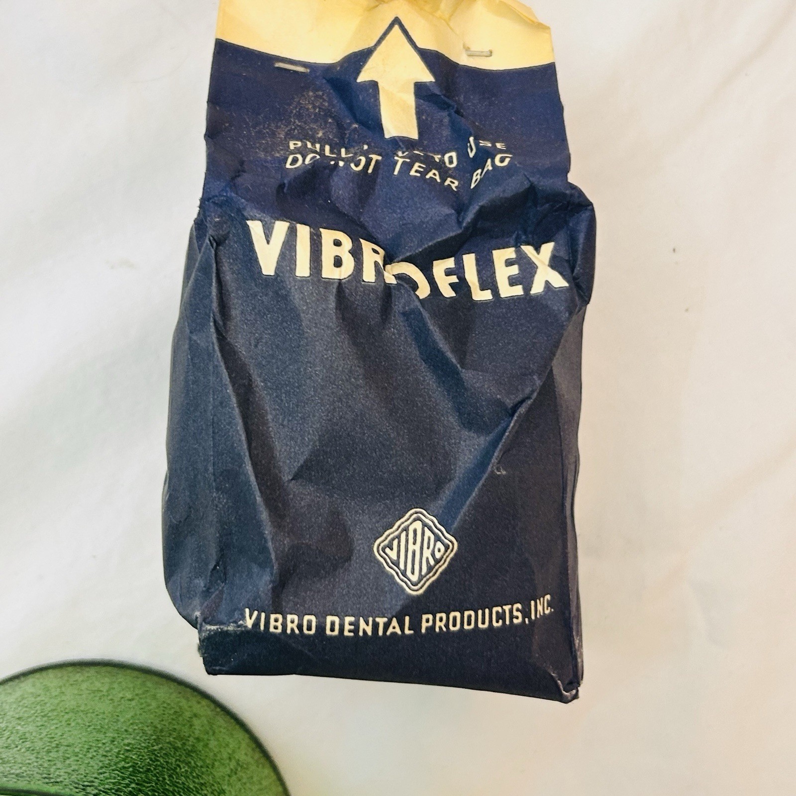 VTG Vibroflex Dental Gauze Dispenser Glass Apothecary Jar Emerald Green Textured
