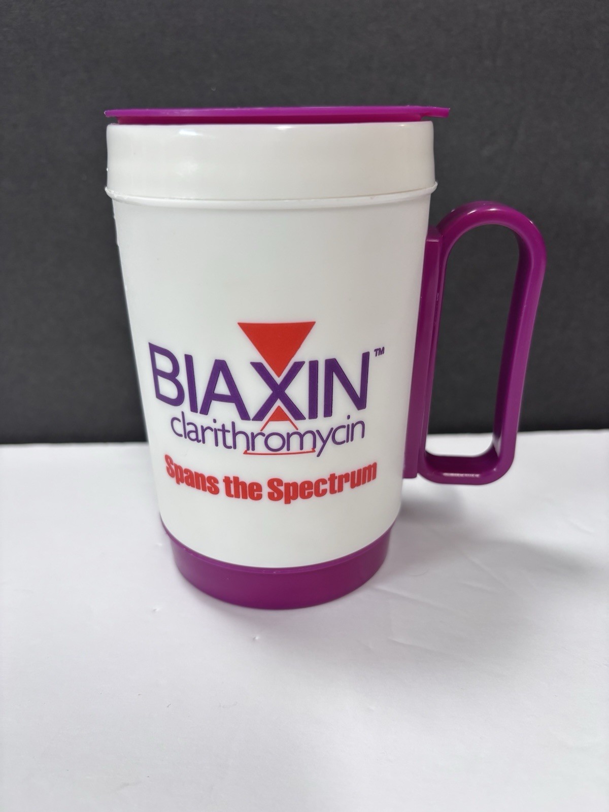 Vintage BIAXIN Pharmaceutical Advertising Promotional Cup Thermal W/Lid Medical