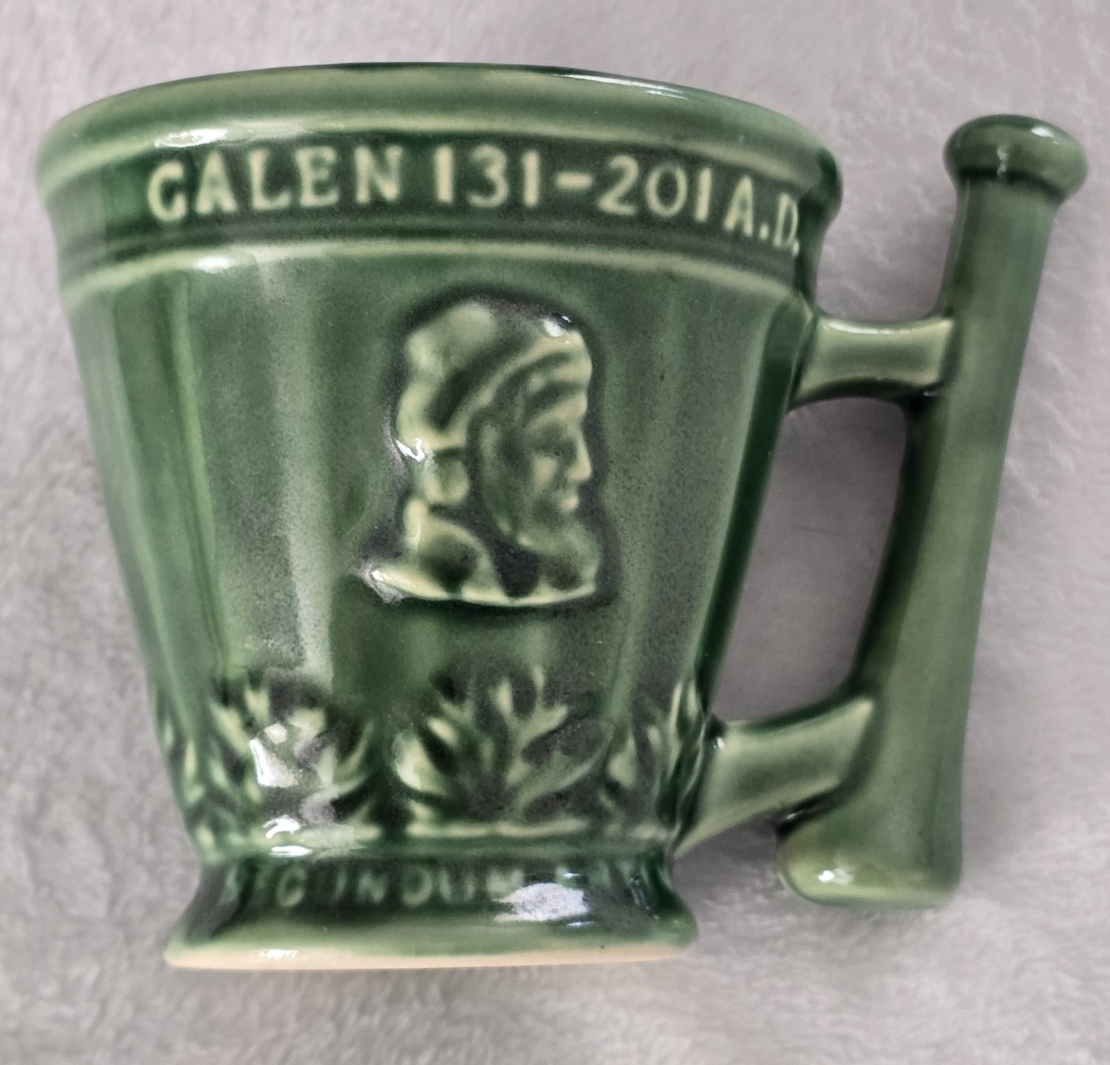 Schering Coricidin RX Pharmaceutical Promo Coffee Mug Green Galen 131-201 A.D.