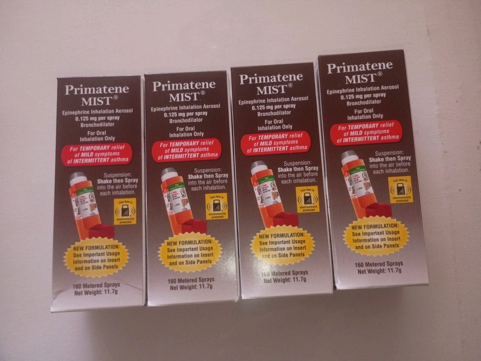 (4) Primatene Mist Epinephrine Inhalation Aerosol 160 Sprays 11.7g (EXP – 2028