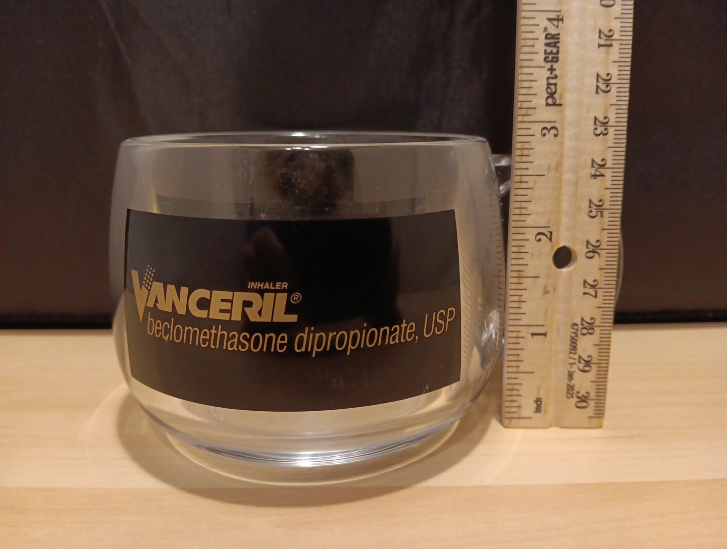 Vintage Vanceril Inhaler Drug Rep Advetising Promotional Clear Plastic Mug