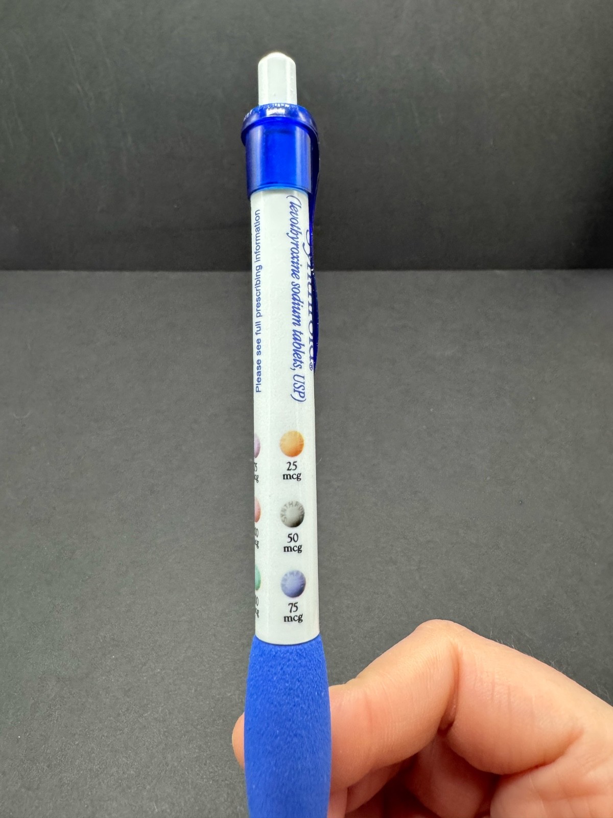 Synthroid Promo Pen Blue Grip Click Pen Pharmaceutical Advertising