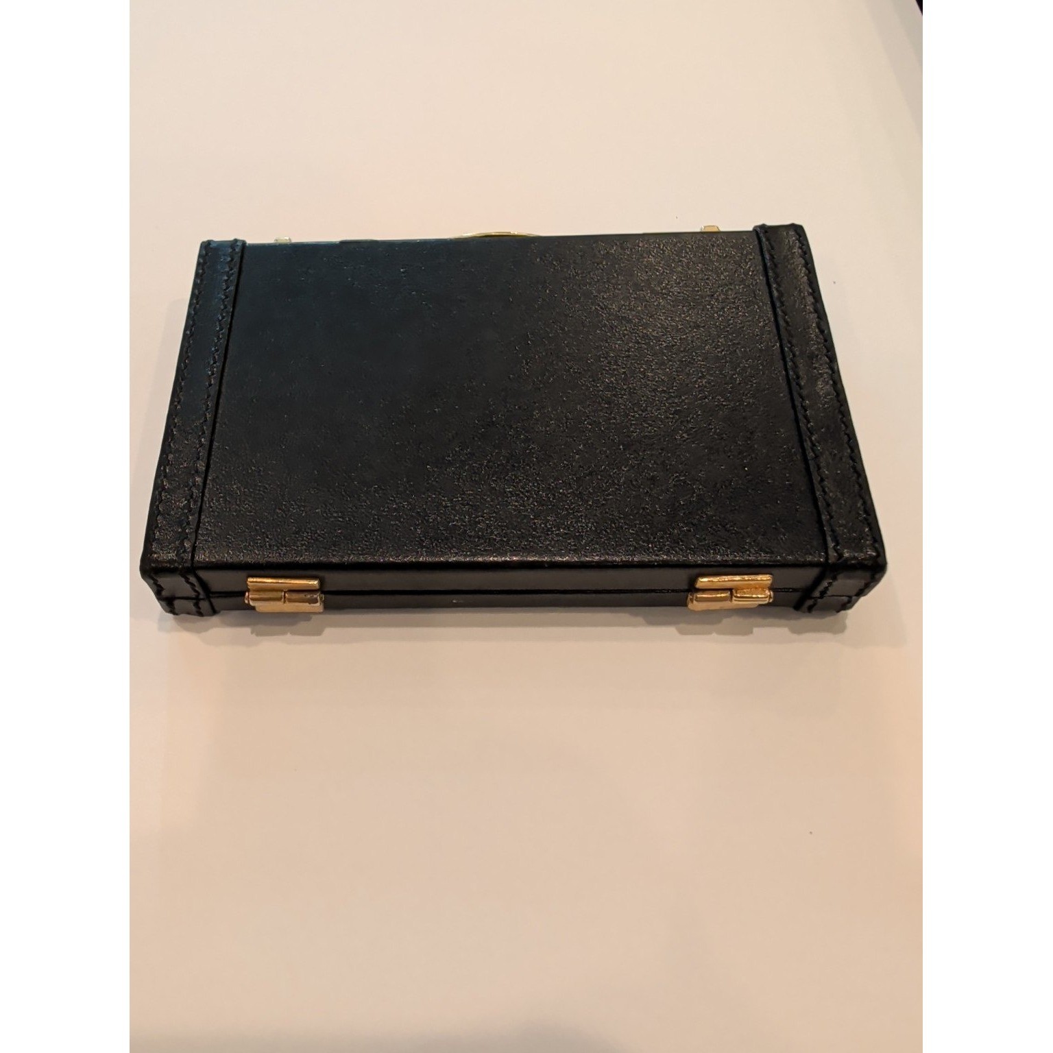 Vintage ZIAC Pharma Rep Miniature Briefcase Business Card Holder Black Gold Case