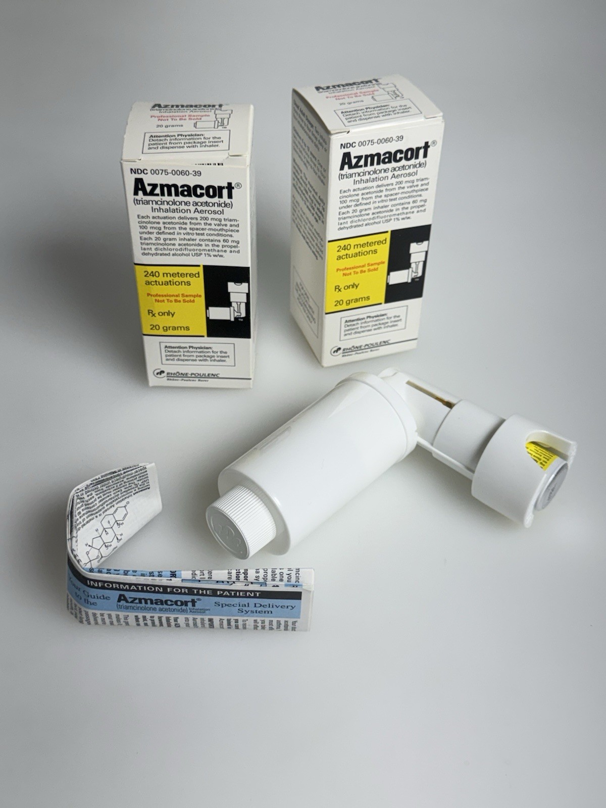 x2 Vtg Azmacort Inhaler Adapter Packaging Discontinued Movie Prop Pristine Y2K