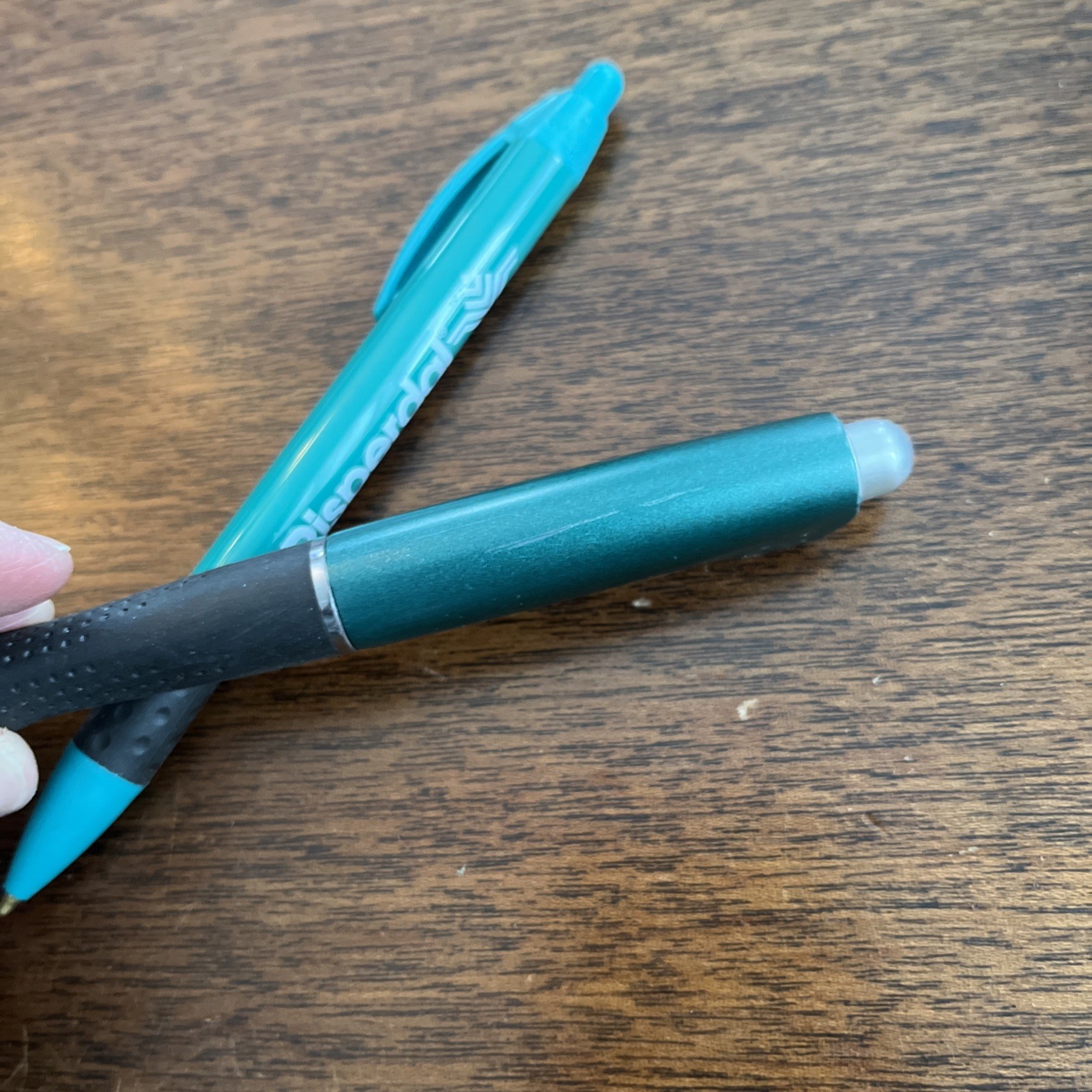 Lot of 2 Risperdal Medical Drug Rep Pharmaceutical Pens Working Teal Silver Bic
