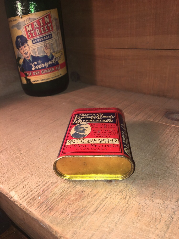 New Old Stock 1900 Tin- Full Never Used O’Neills Vegetable Remedy