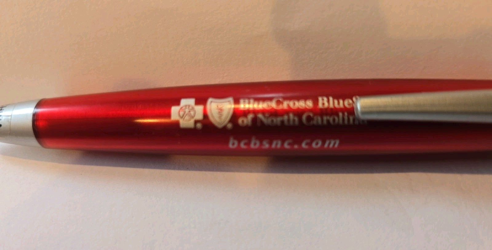 Vintage Blue Cross Blue Shield NC Advertising Pen Red Plastic Writes