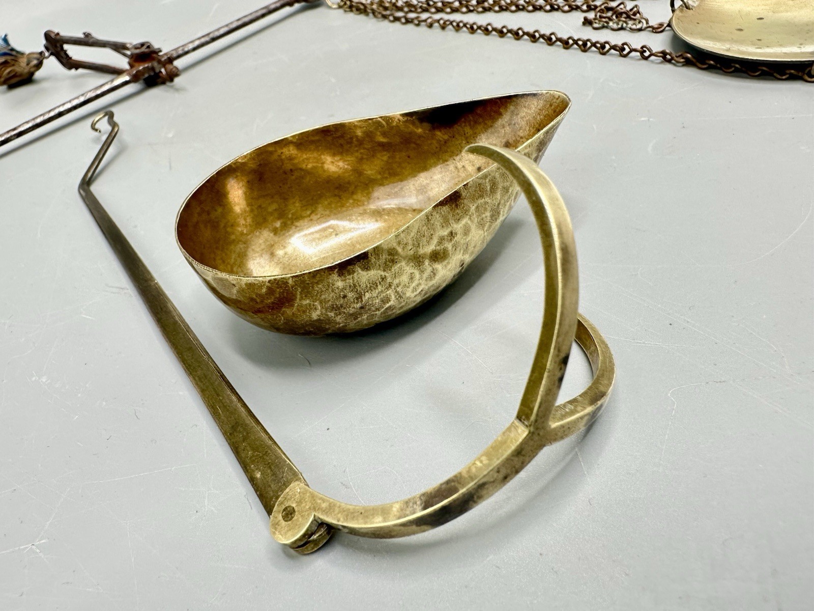 Early 19th Century Apothecary Spice Gem Balance Scales Handheld Brass & Steel