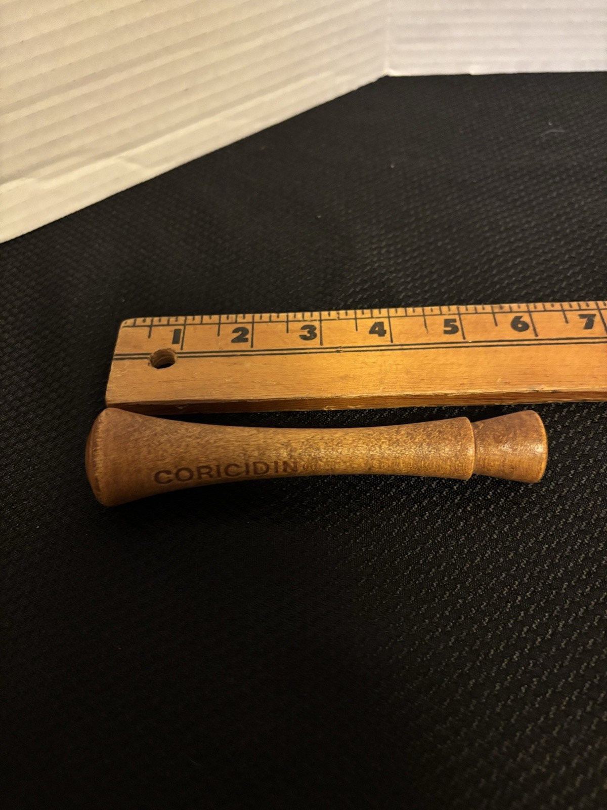 Vintage Coricidin Wooden Advertising Pestle 4” Apothecary Pharmacy