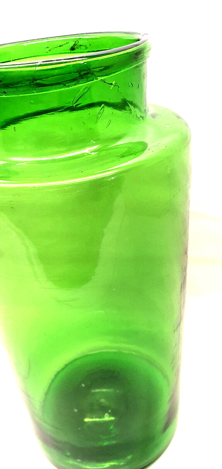 Vintage Large Pharmacy Pot 34 Cm Blown Glass Green Decoration