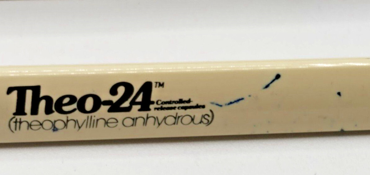 THEO-24 THEOPHYLLINE ANHYDROUS Pharmaceutical Drug Rep Pen Vintage Retro Rare