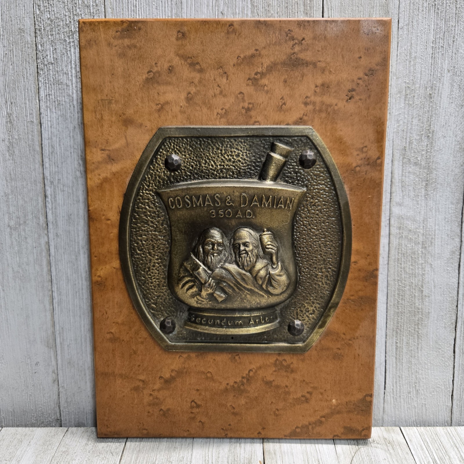 Cosmas & Damian Secundum Artem 350 AD Wooden Plaque