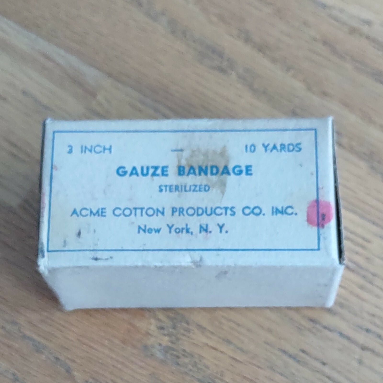 WWII ACME COTTON GAUZE BANDAGE 3″ X 10 YARDS NEW OLD STOCK