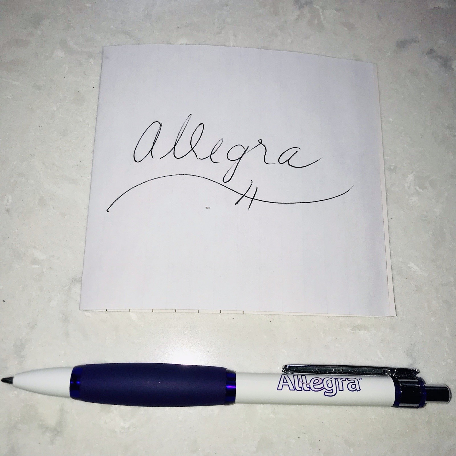 Pharmaceutical Advertising ALLEGRA Drug Rep Paper Mate Click Pen w/ Grip Writes