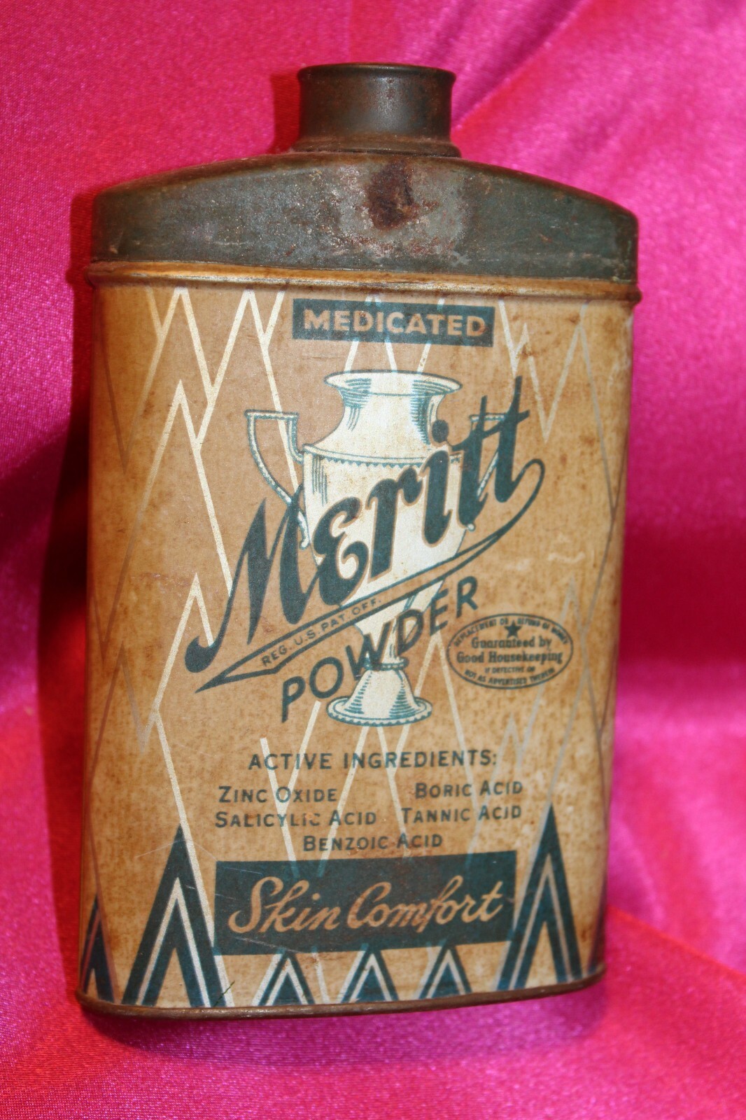 Meritt Powder Old Vintage Medicated Skin Comfort Container Tin 2 Oz. Made in USA