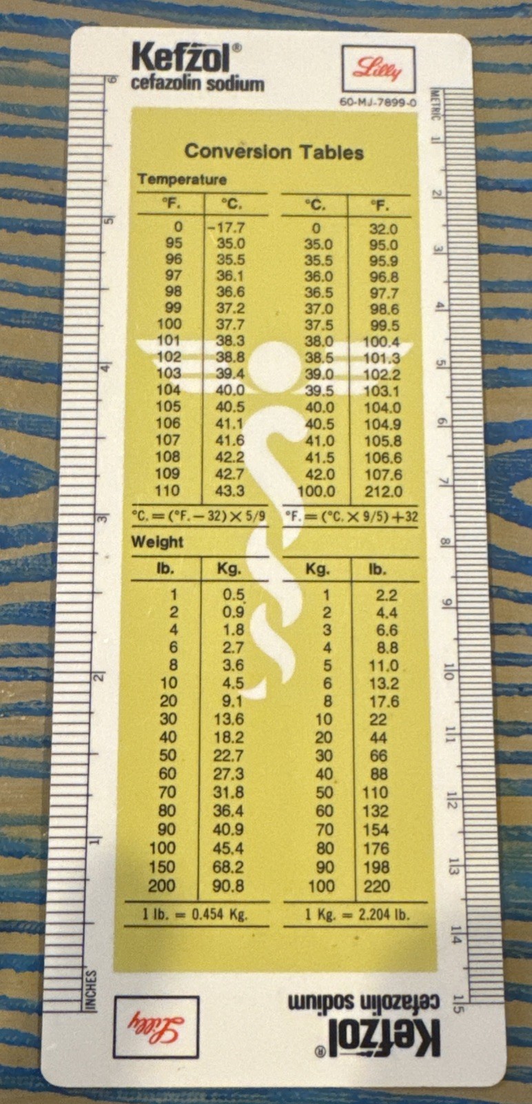 Kefzol Ruler Lilly Drug Rep Swag Pharmaceuticals Vtg Pharma Ad