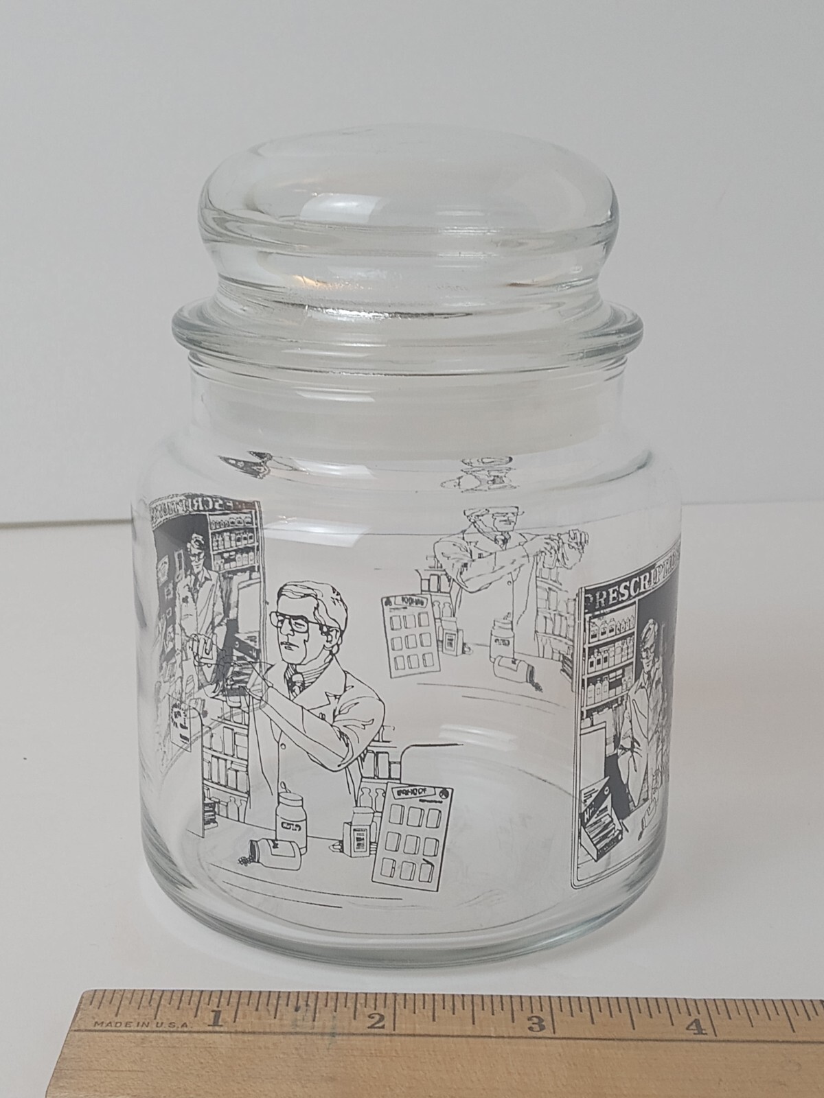 Vintage Glass Prescription Jar Container with Lid Pharmacy Designs
