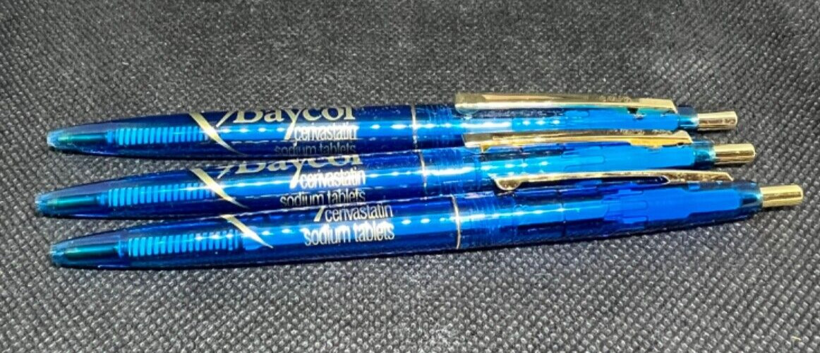 LOT of 3 BAYCOL Medical Drug Rep Pharmaceutical Pens Collectible Advertising