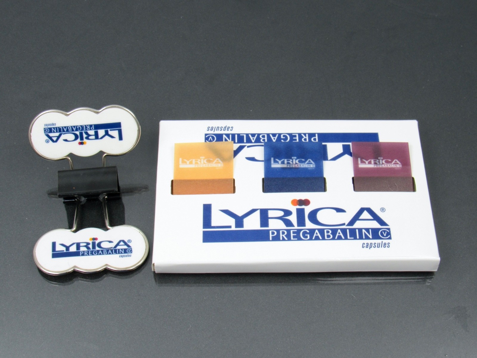 LYRICA Lot PENS, Clip, Boxed PENLIGHT, Sticky Page Flags Drug Rep Pharmaceutical