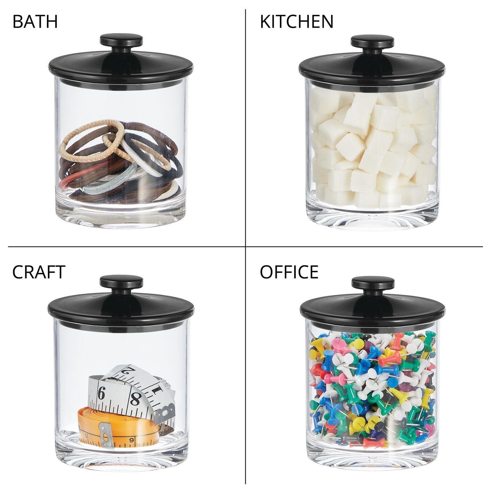 mDesign Small Modern Apothecary Storage Organizer Canister Jars – Acrylic Con…