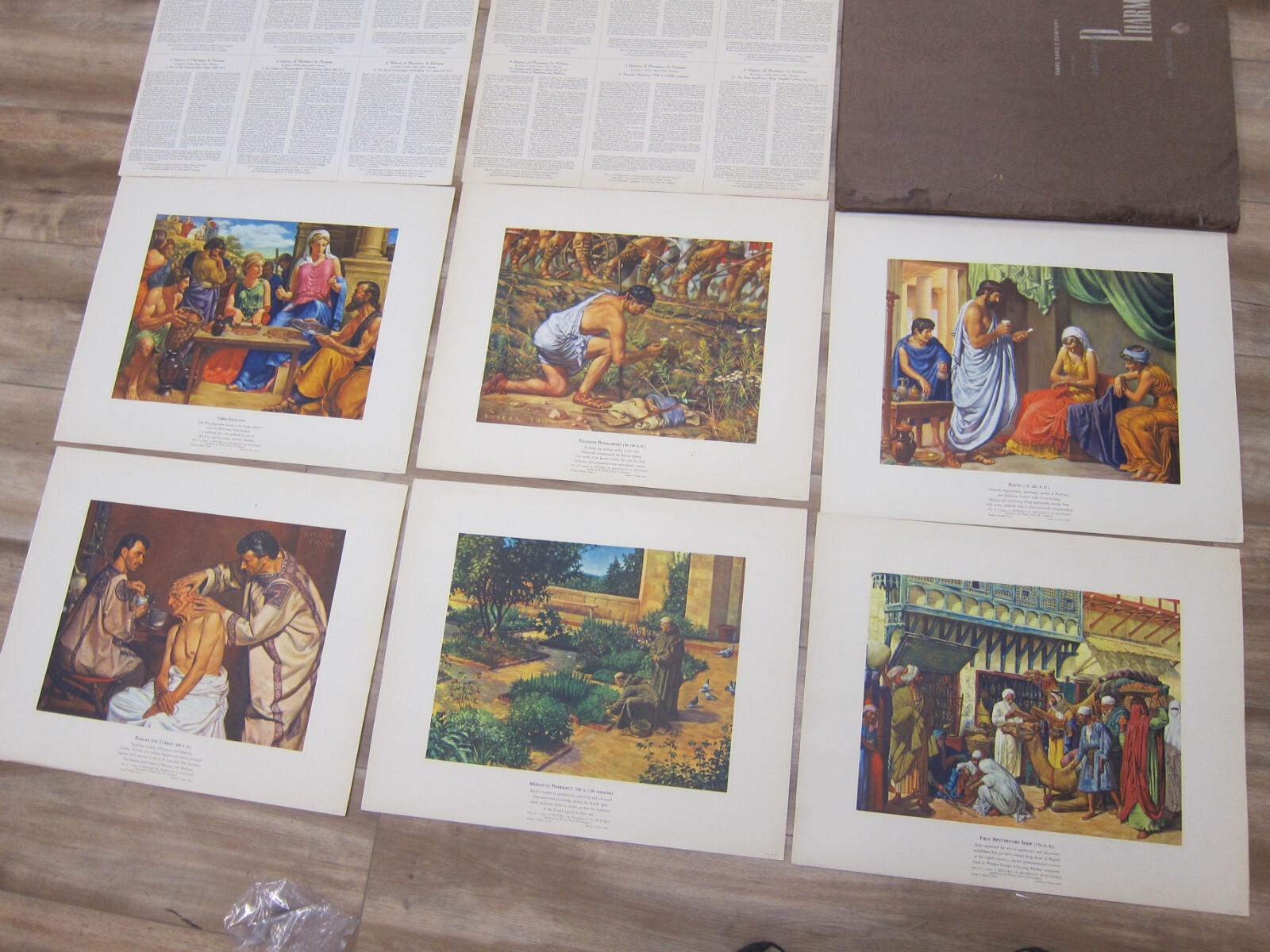 VTG. A HISTORY OF PHARMACY IN PICTURES by Parke Davis Set 12 Prints 1950’s