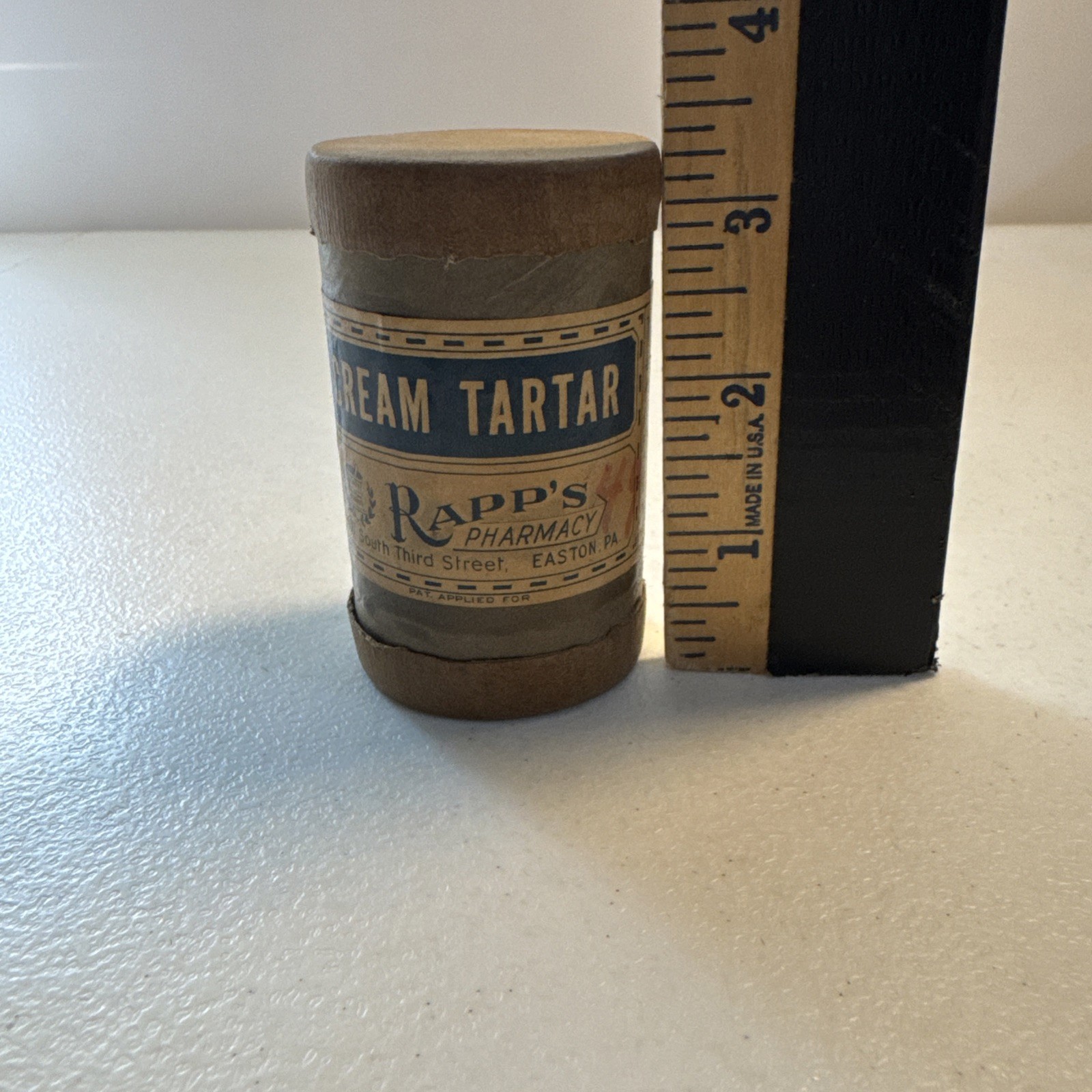 Vintage Rapp’s Pharmacy Easton, PA Cream Tarter Empty Medical Container