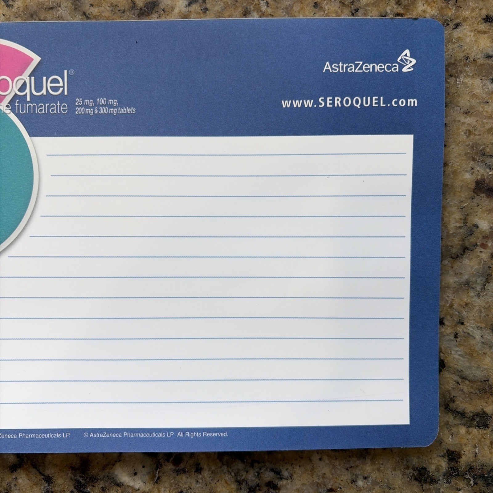 MouseWrite McAuliffe Notepad Seroquel Prescription Drug Writing Pad AstraZeneca