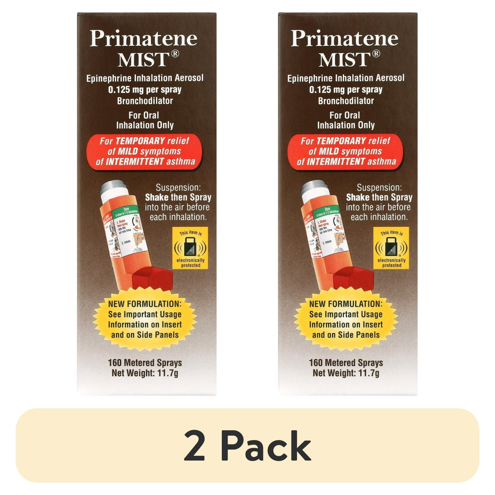 Primatene MIST Epinephrine Inhaler 0.125mg 160 Sprays OTC Asthma Relief – 2 Pack