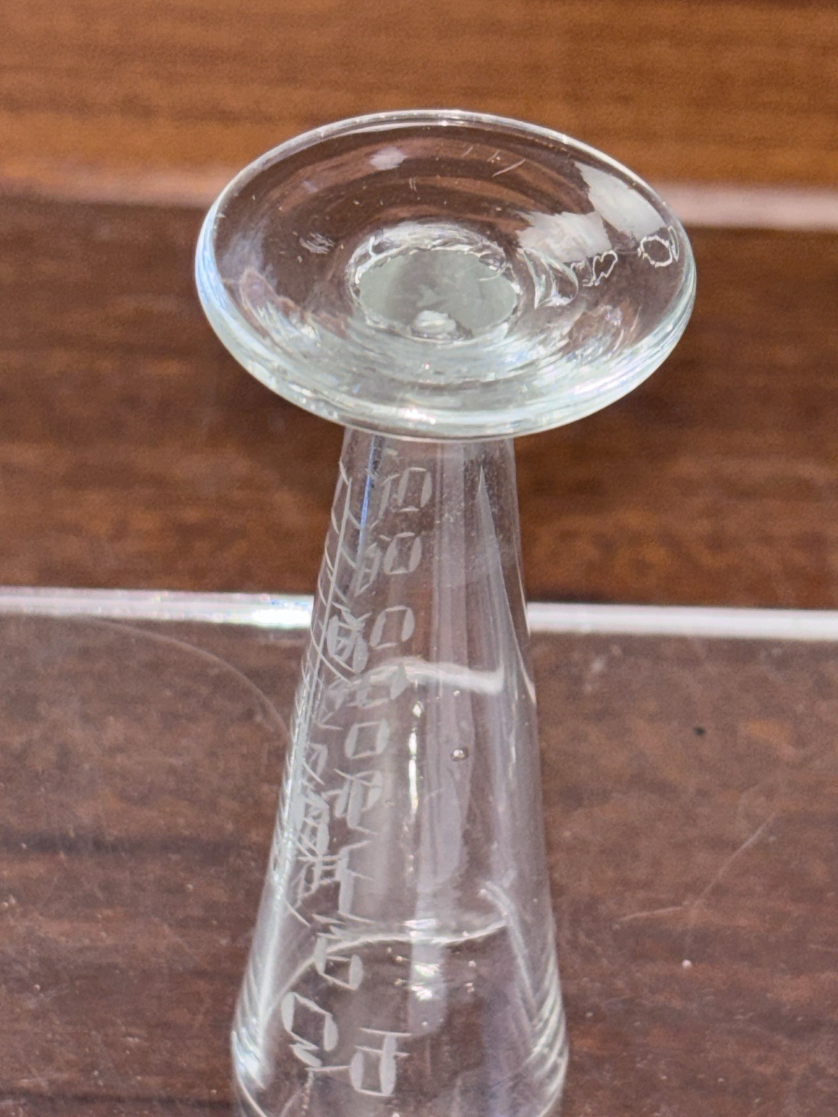 Victorian Glass Apothecary Measuring Beaker with Etched Markings Glass Spoon