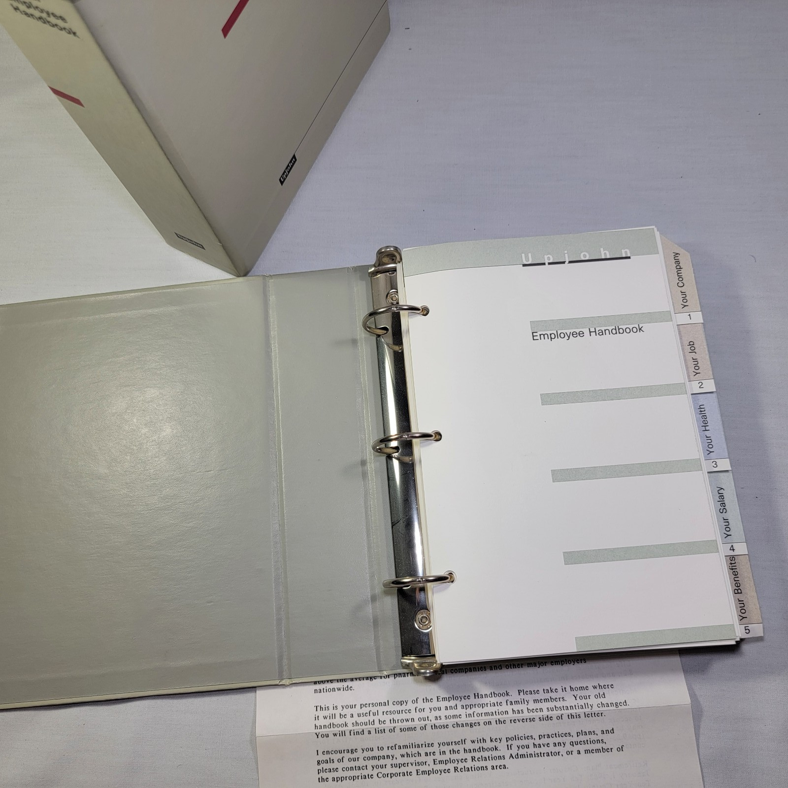 Vintage The Upjohn Company Employee Handbook Binder & Letter To “Take It Home”