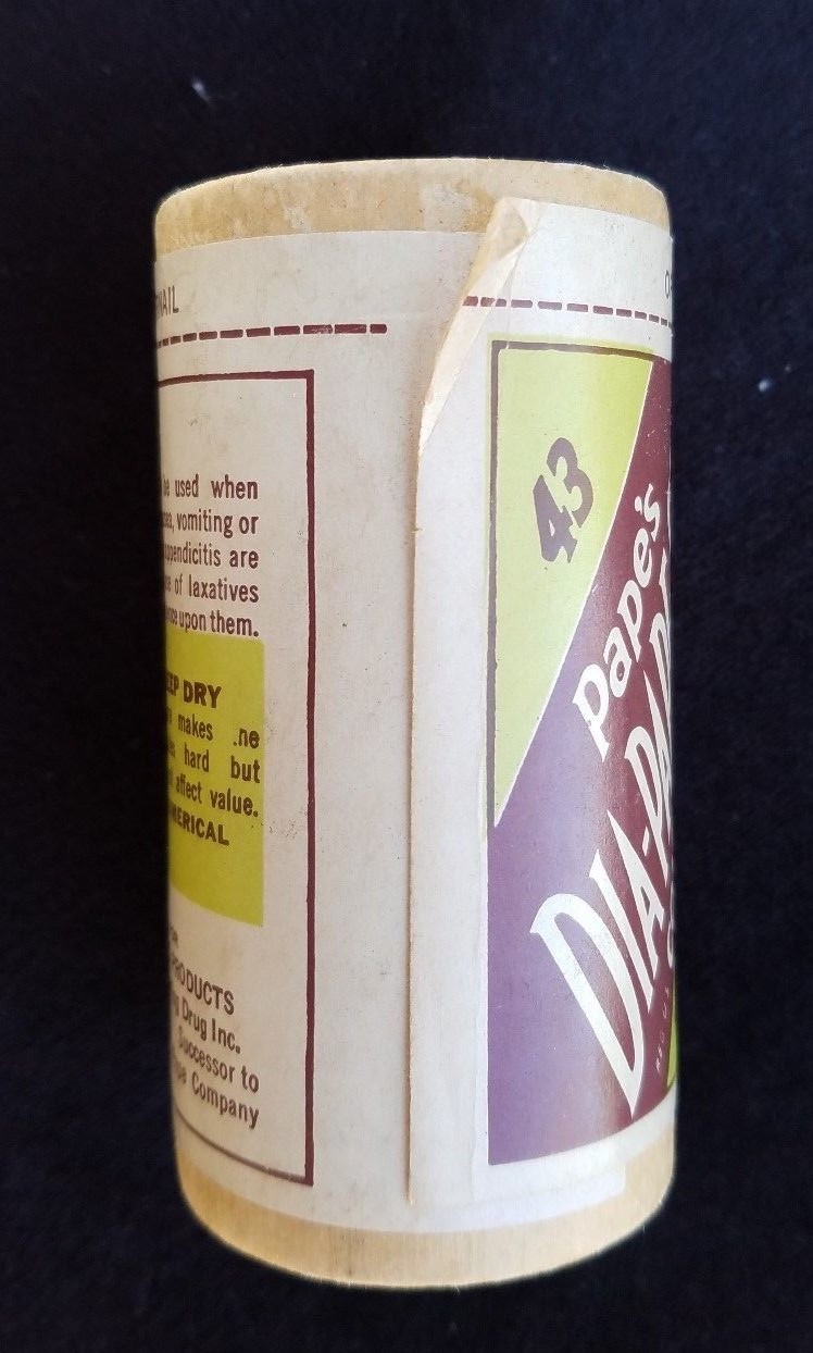 Old Ad Medicine Container Pape’s Dia-Pape-Sen Compound Sterling Drug Monticello