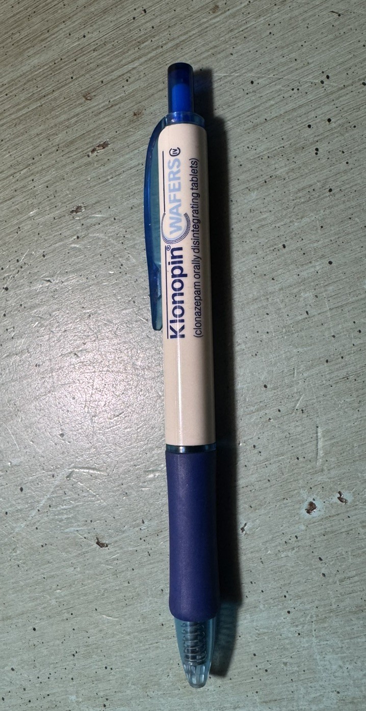 KLONOPIN WAFERS Clonazapam Blue & White Plastic Ball Point-Pharmaceutical Promo