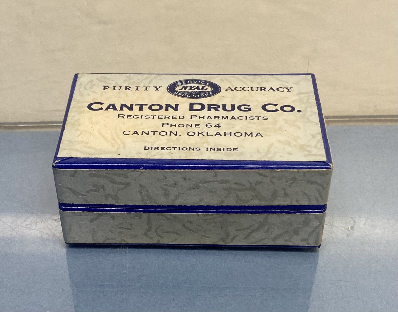 Vintage Prescription medicine Pill Cardboard Box Canton Drug Co Oklahoma rickets