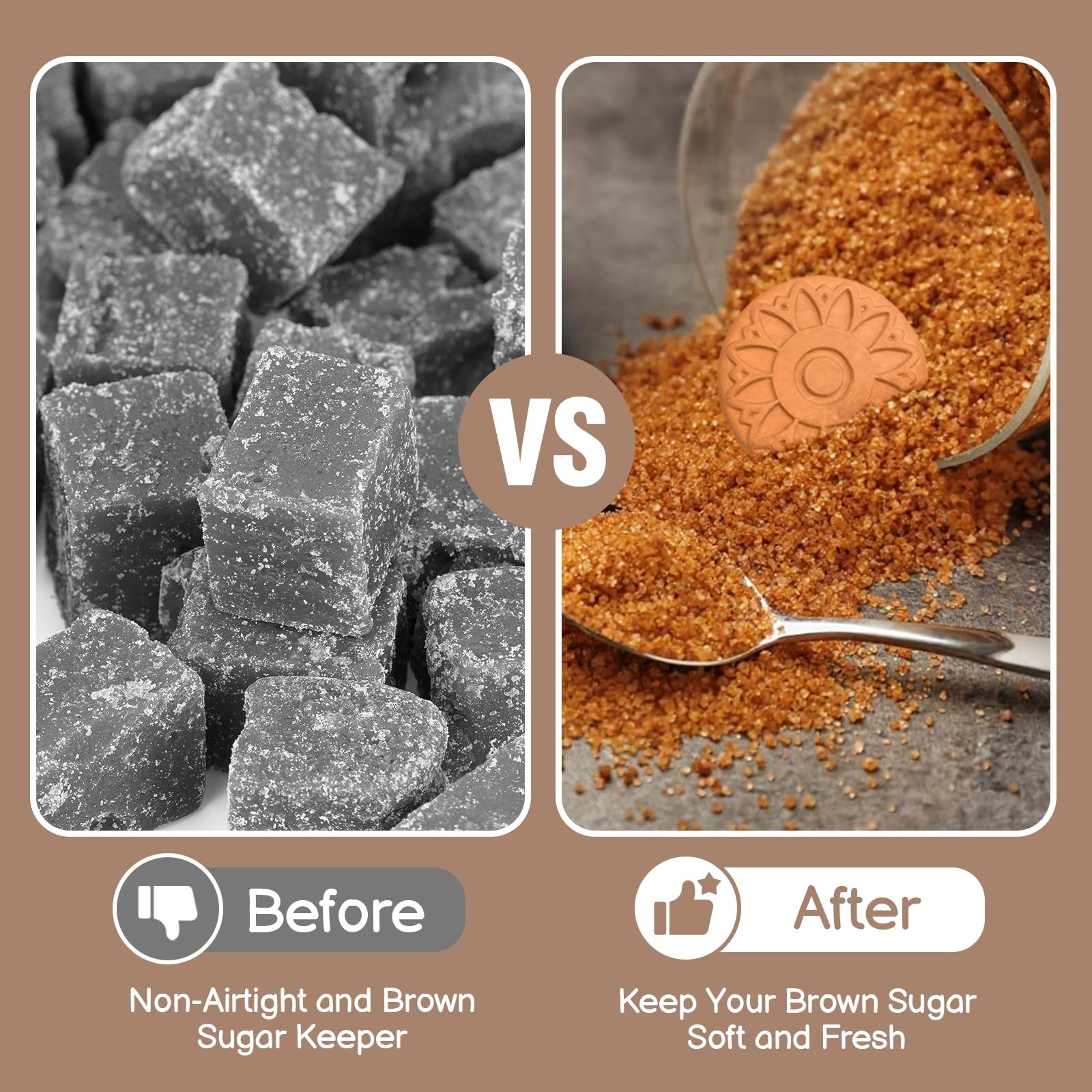 Airtight Brown Sugar Container 800ml/27OZ (2-Pack) Clear Storage Jars with 2 …