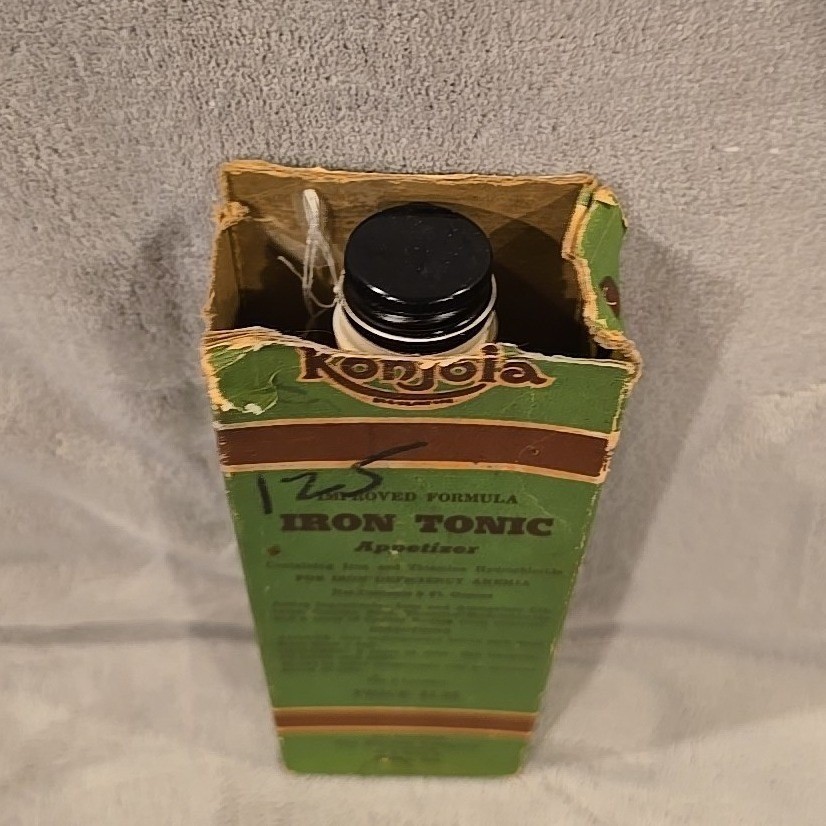 Vintage 1946 Konjola Iron Tonic Appetizer Bottle with Original Box and Insert
