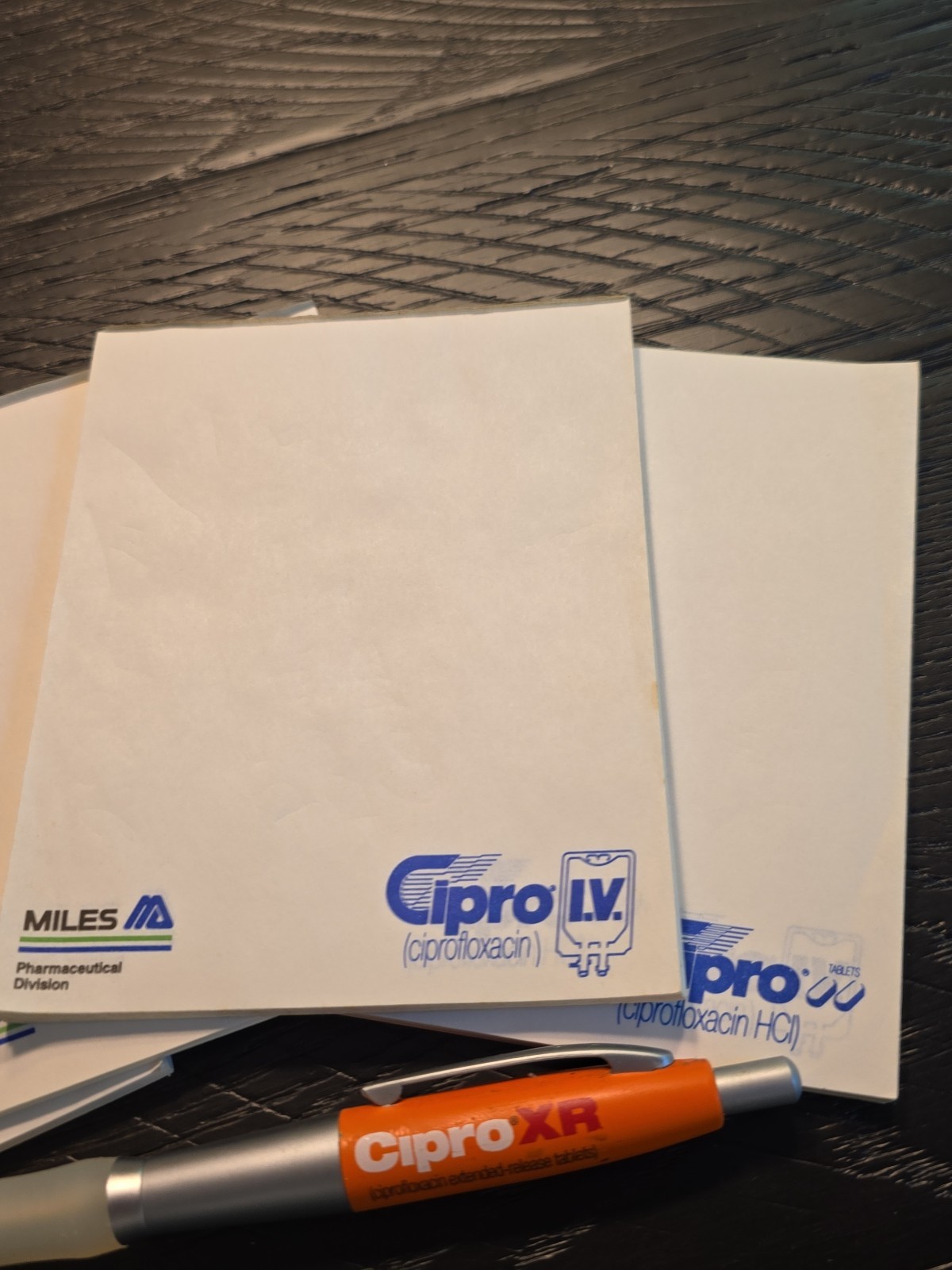 Cipro Pharmaceutical Drug Rep Pen And Note Pads Vintage Metal Pen