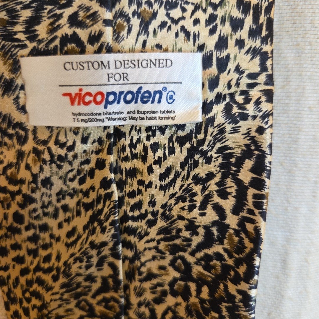 Vintage Vicoprofen Drug Rep Pharmaceutical Advertisement, 100% Silk Tie, New