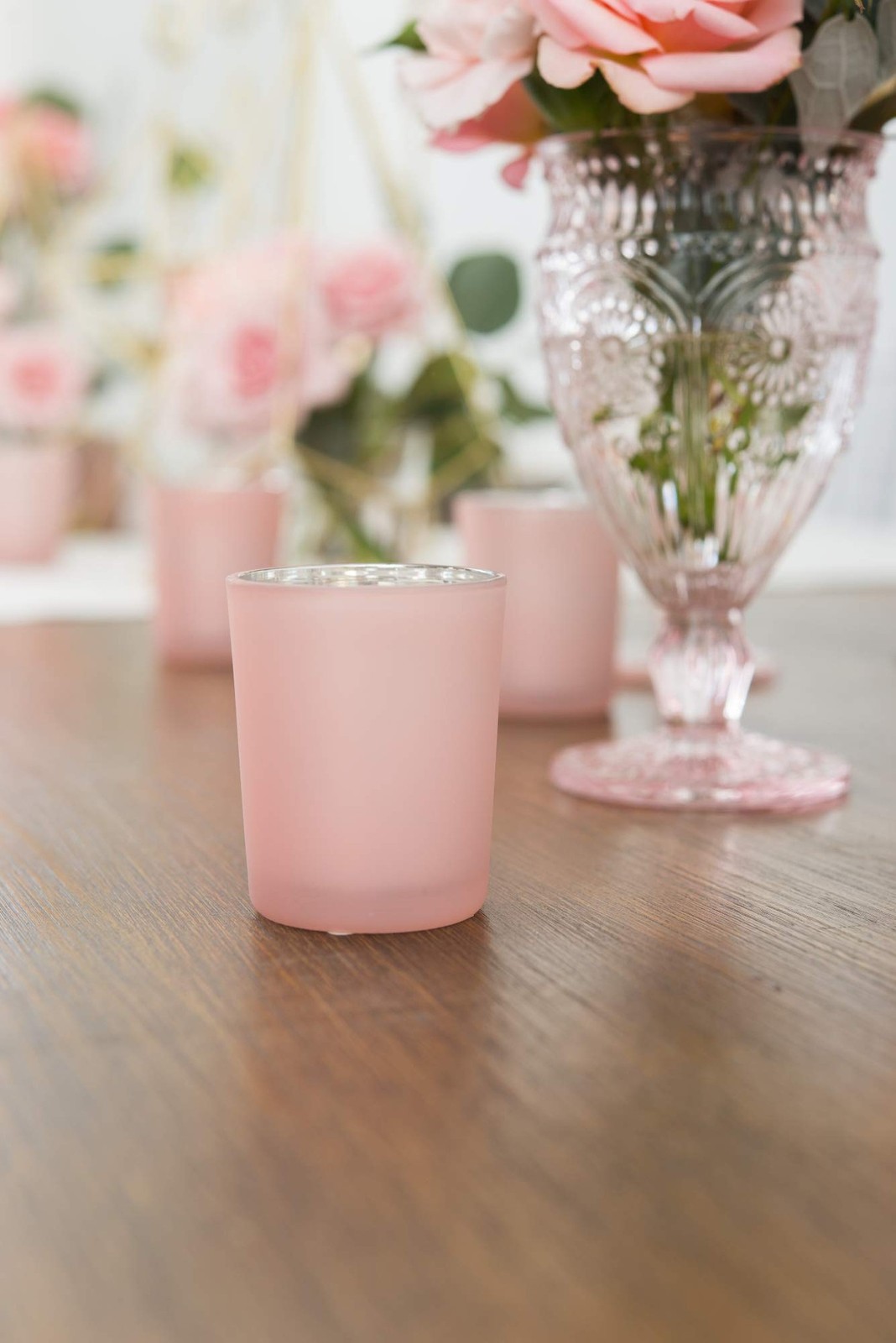 Weddingstar Vintage Inspired Pressed Glass Goblet, Blush Pink, 10 fluid ounces