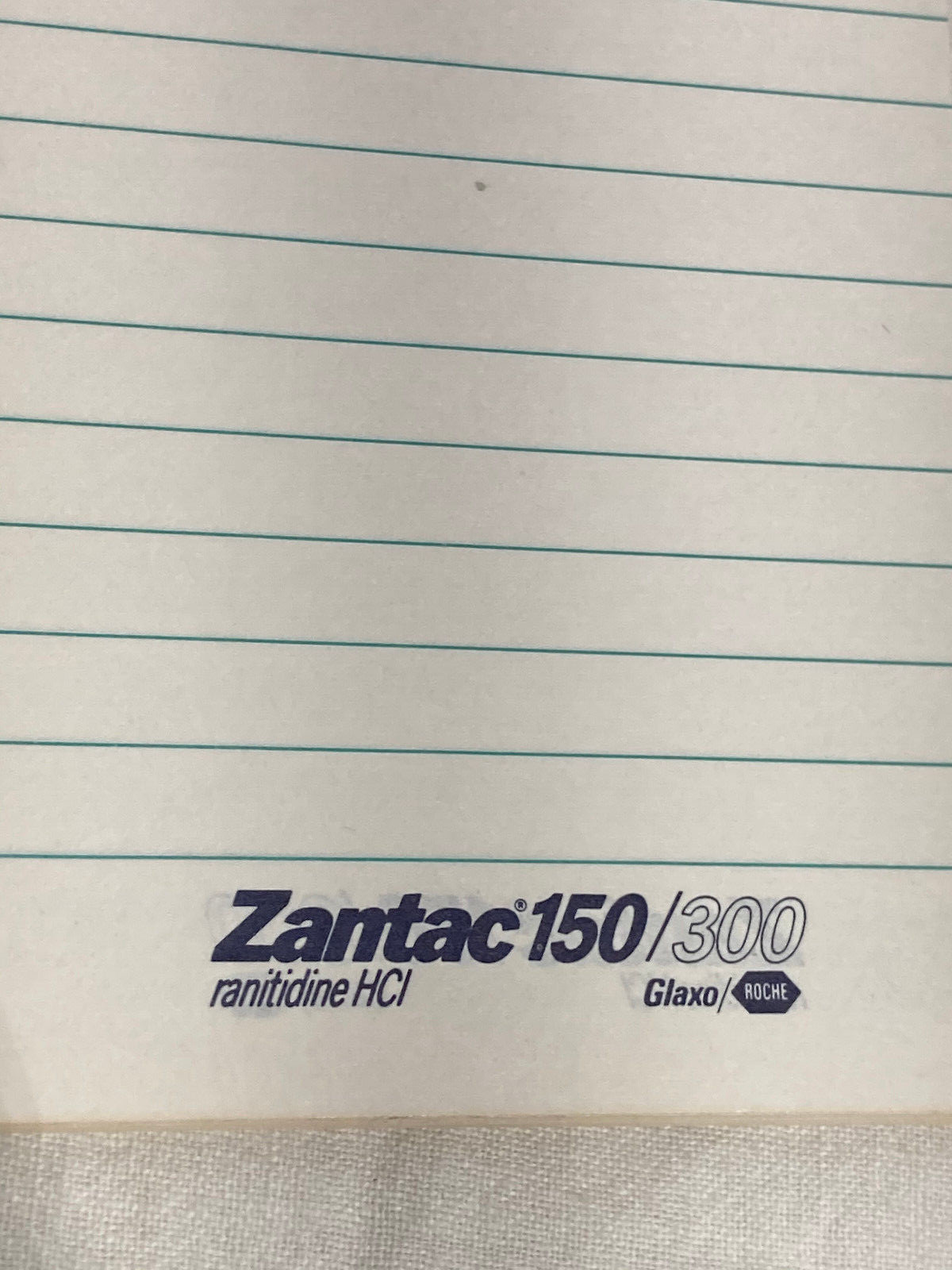 Vntg Glaxo Pharmacy Want Book: Ceftin, Zantac ruled Spiral notebook, 11″ L 2pc