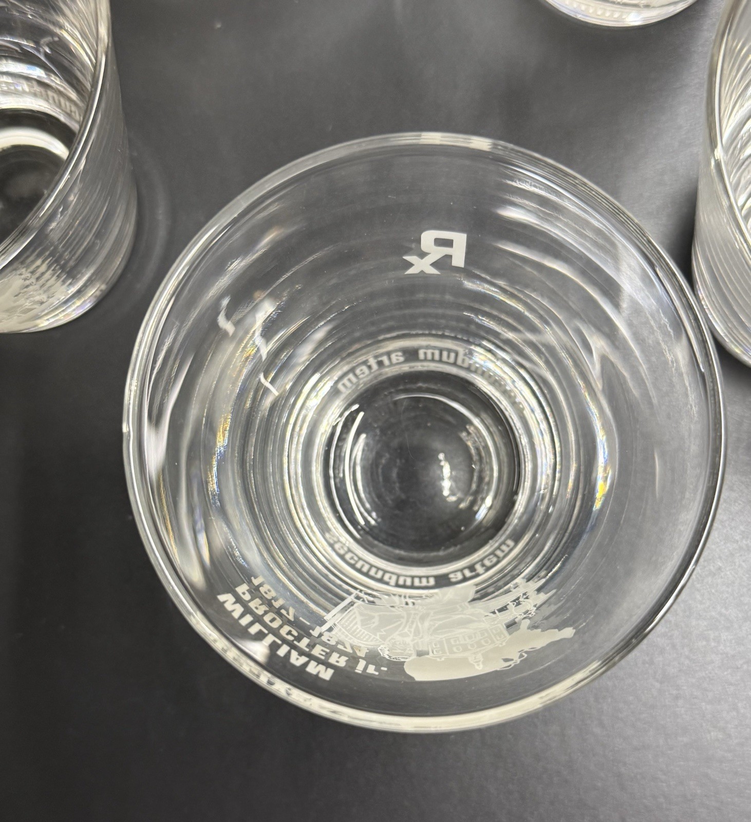 Set Of 5 Vtg William Proctor Jr RX Pharmacist Secundum Artem 6oz Etched Glass