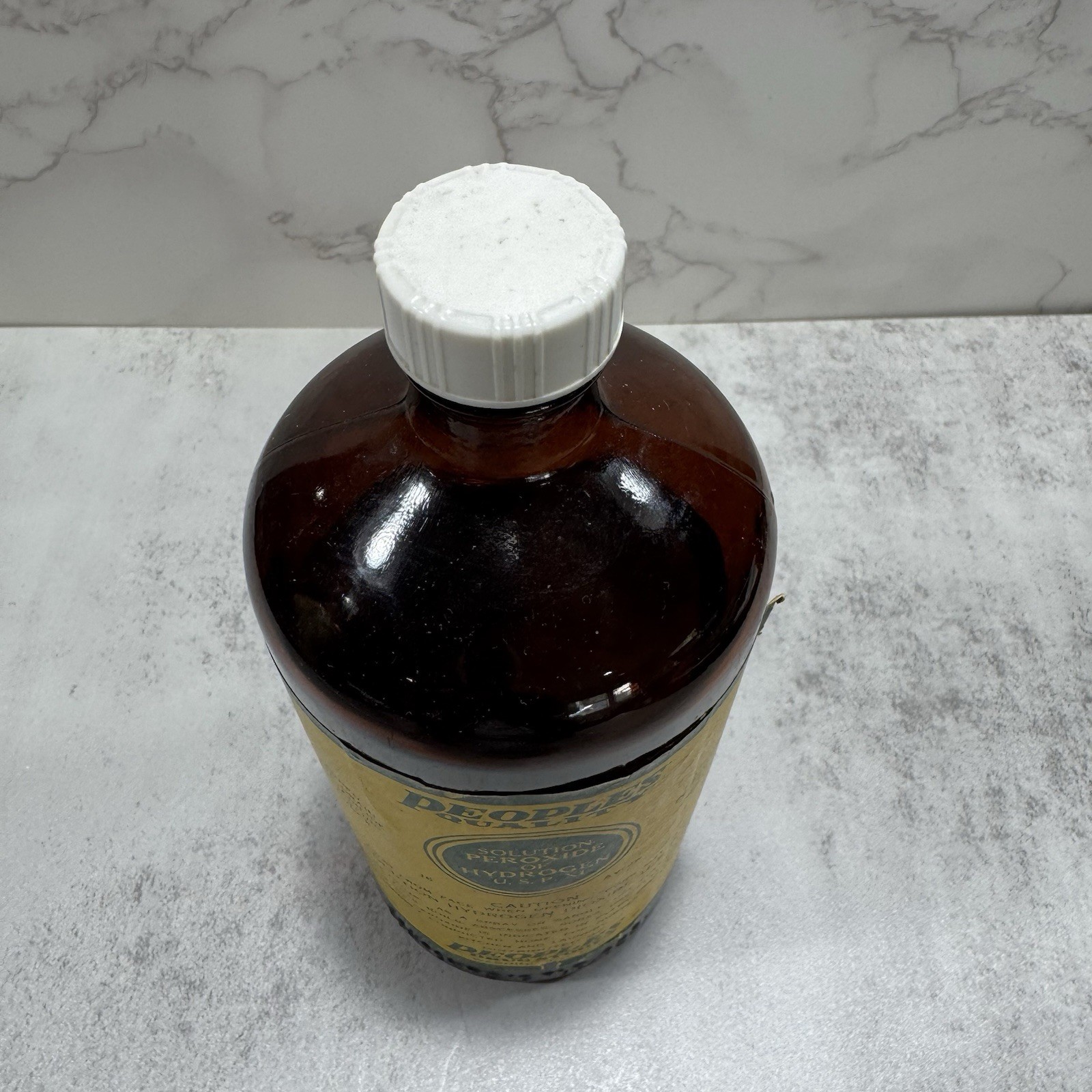 Vtg People’s Drug Store Peroxide of Hydrogen Glass Bottle Washington D.C. 16oz